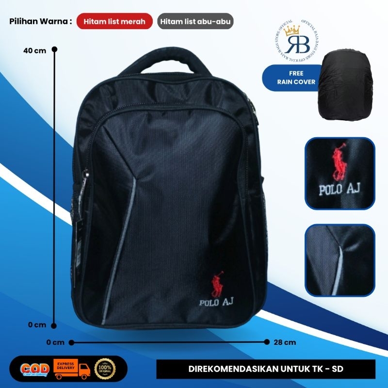 Tas Ransel Polo AJ/Tas Sekolah Polo Untuk TK-SD/Tas Laptop Polo Unisex