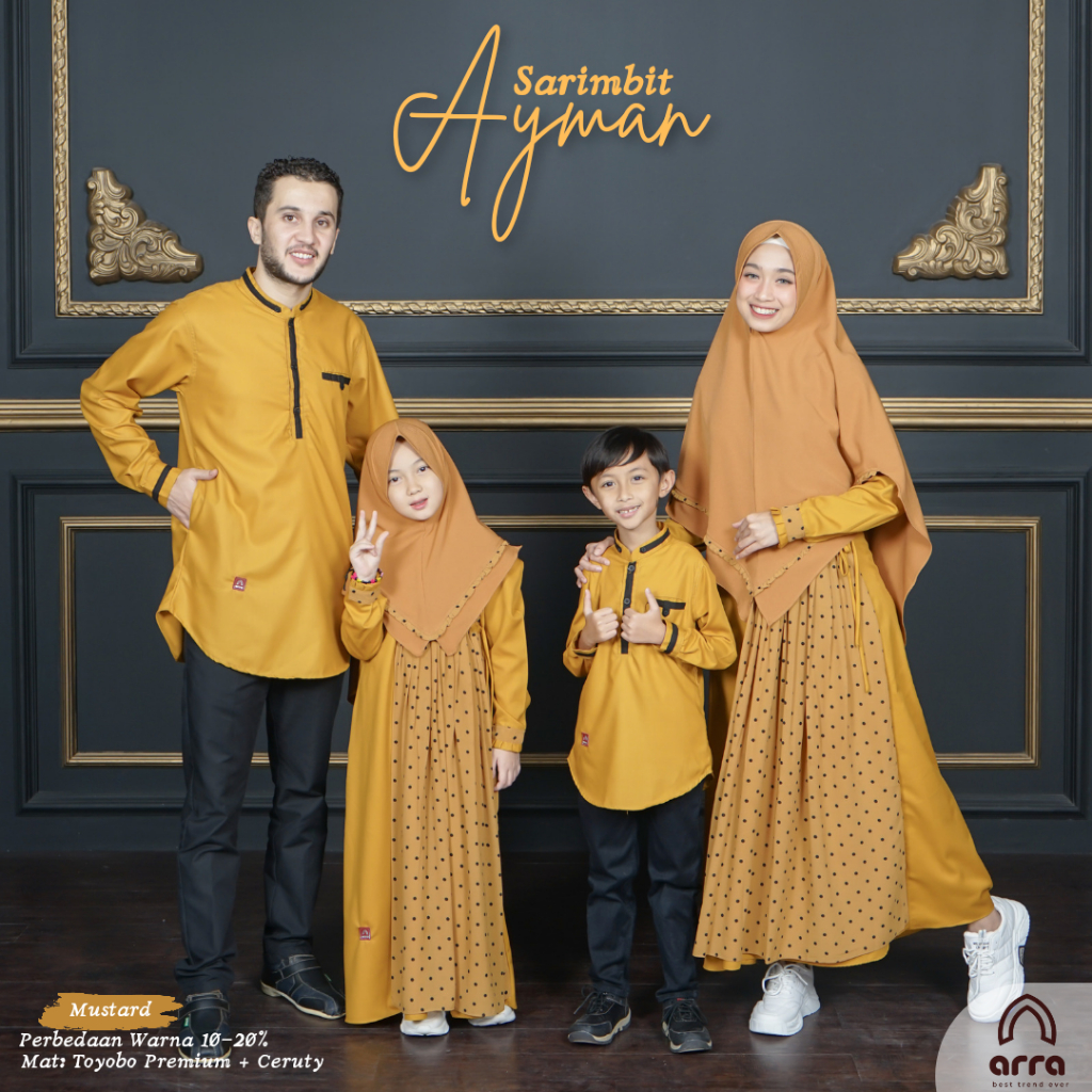 SARIMBIT KELUARGA AYMAN MUSTARD SET MUSLIM LEBARAN