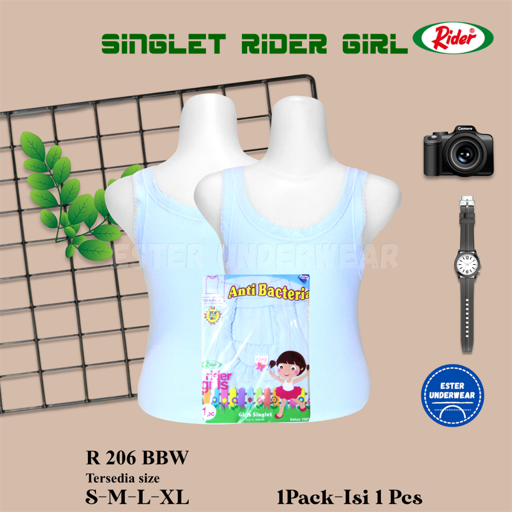 kaos singlet anak perempuan Rider R 206 BBW ISI-1PCS  Bahan Katun