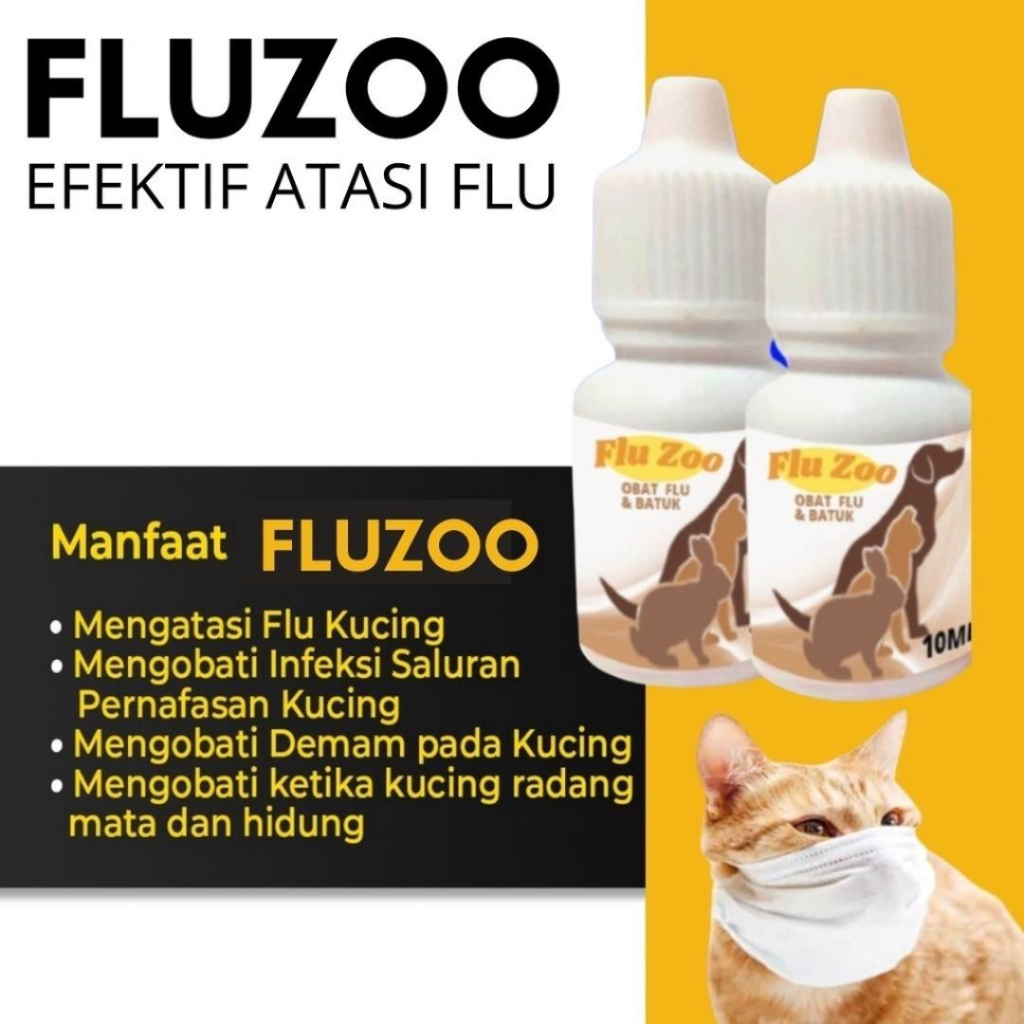 Obat Kucing Flu Berat &amp; Pilek FLUZOO Kemasan FEZONE