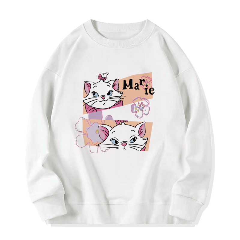 XiaoZhaiNv Sweater Oversized Wanita Cat Anime Pattern Lengan Panjang Korean Style