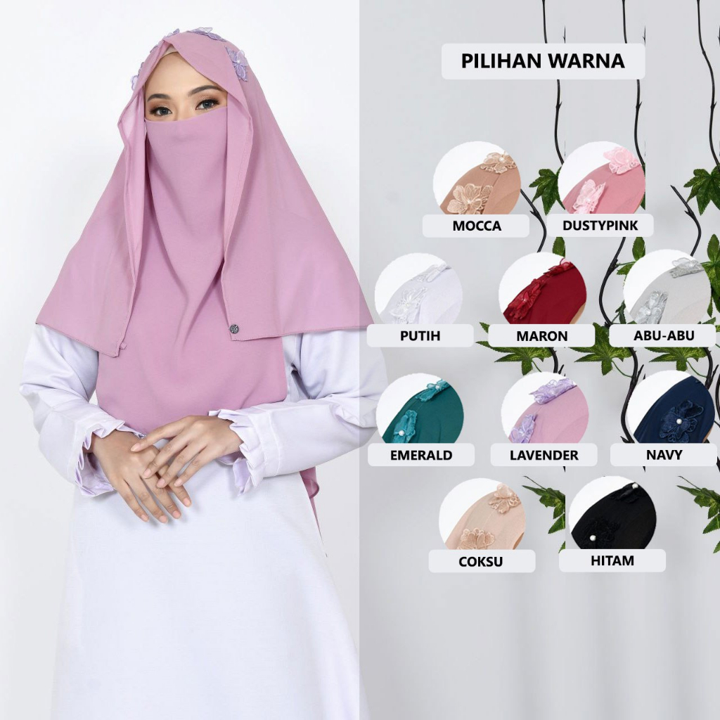 HIJAB NIQAB VEIL JASMINE CADAR TALI BANDANA / CADAR DUA LAYER / JILBAB NIQAB