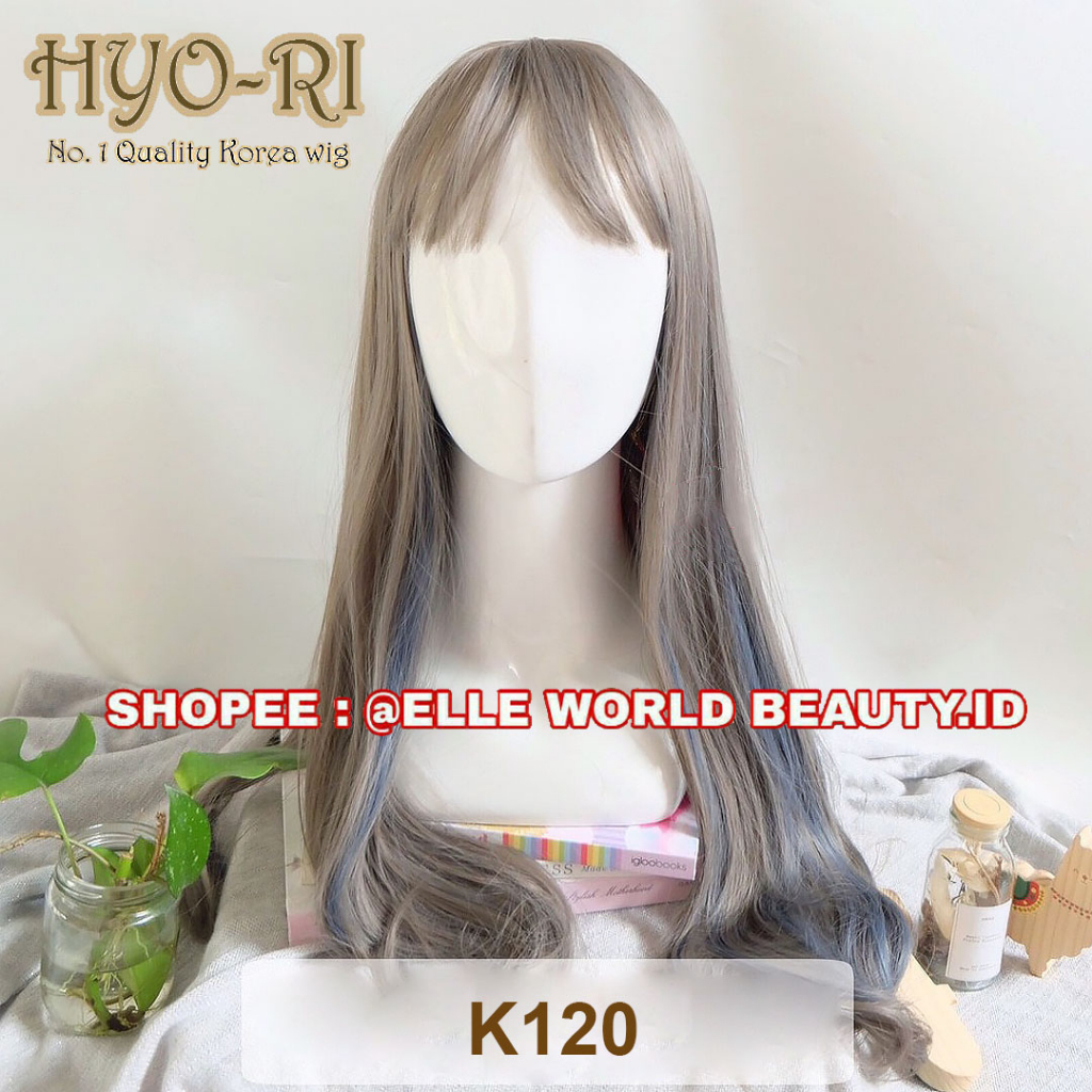 READY STOCK WIG MERK HYO-RI - RAMBUT PALSU WIG KOREA CEWE CEWEK WANITA PONI DEPAN GRADASI OMBRE ABU 