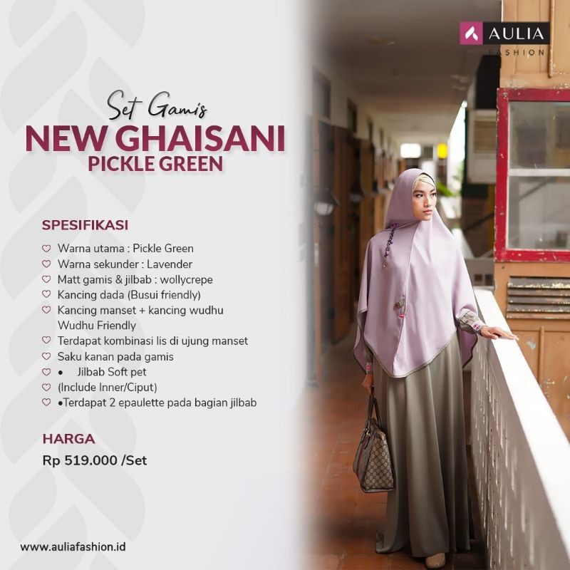 [BARU] Set Gamis Aulia - Ghaisani Pickle Green XS