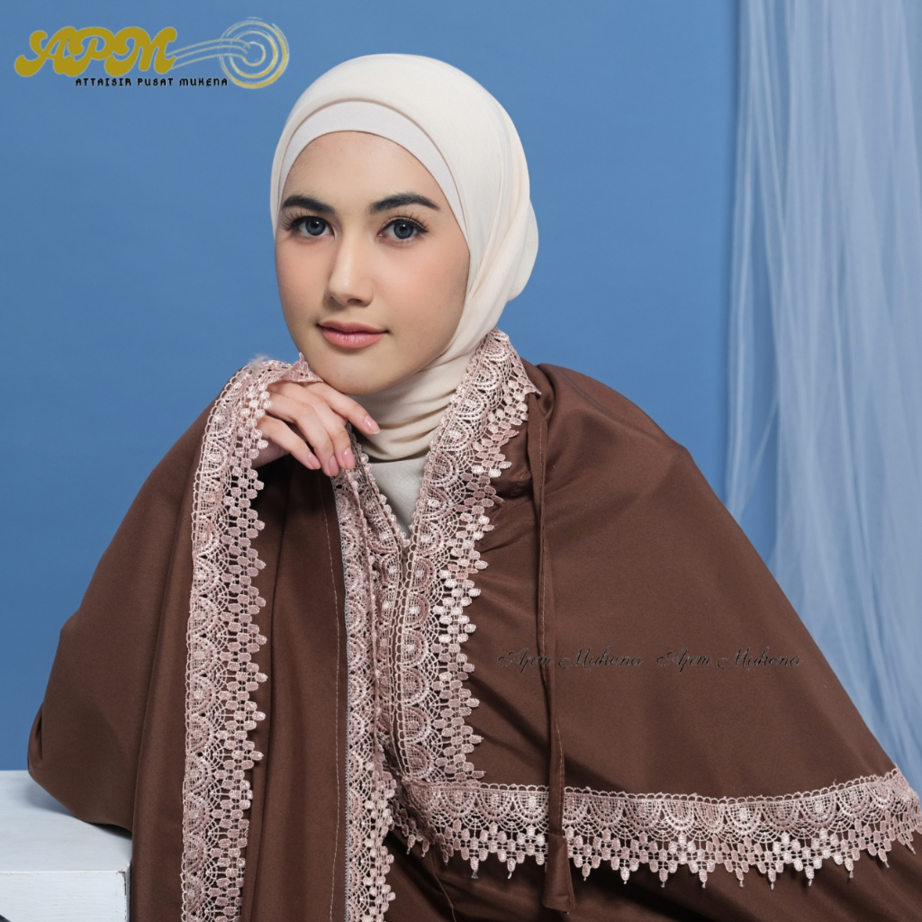 Apm Mukena - Mukena Katun Premium 2 In 1 Armina Dewasa Renda Motif Mewah