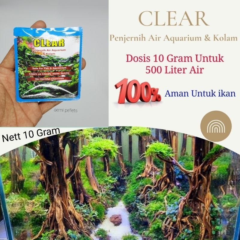 Clear Penjernih Air Aquarium &amp; Kolam 10 gram untuk 500 liter air