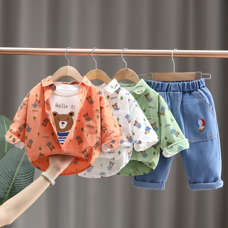 Setelan Kemeja Anak Laki Laki Baju Anak Cowok Import Set 3in1 GR1FFIN