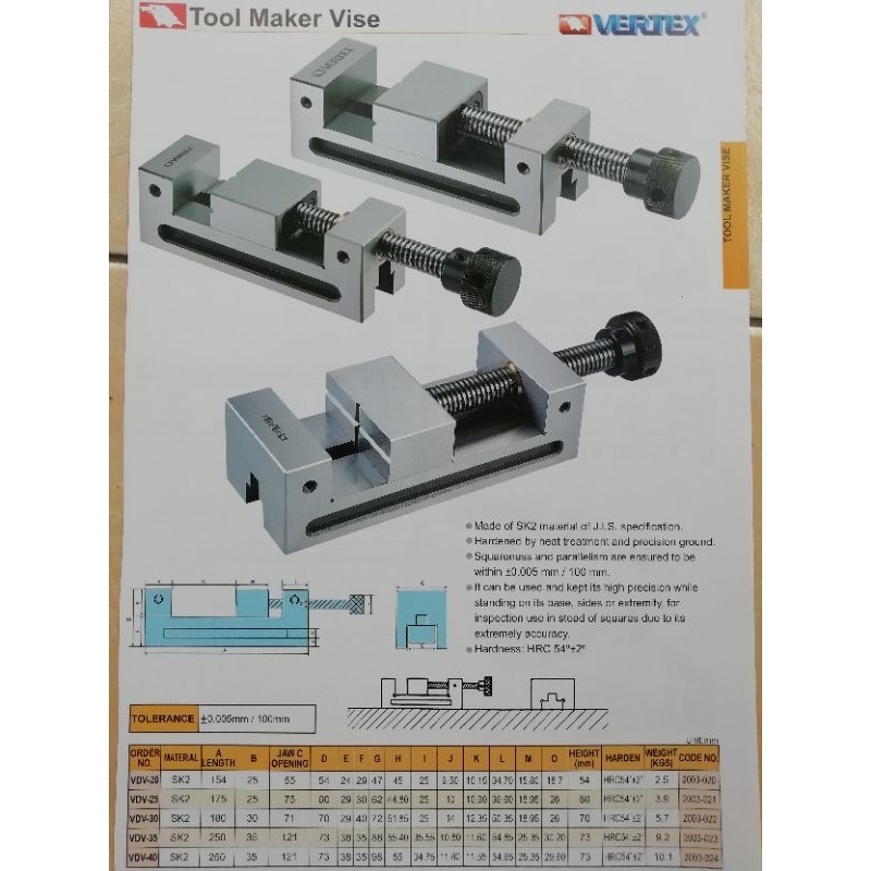 vertex tool maker vise vdv 30