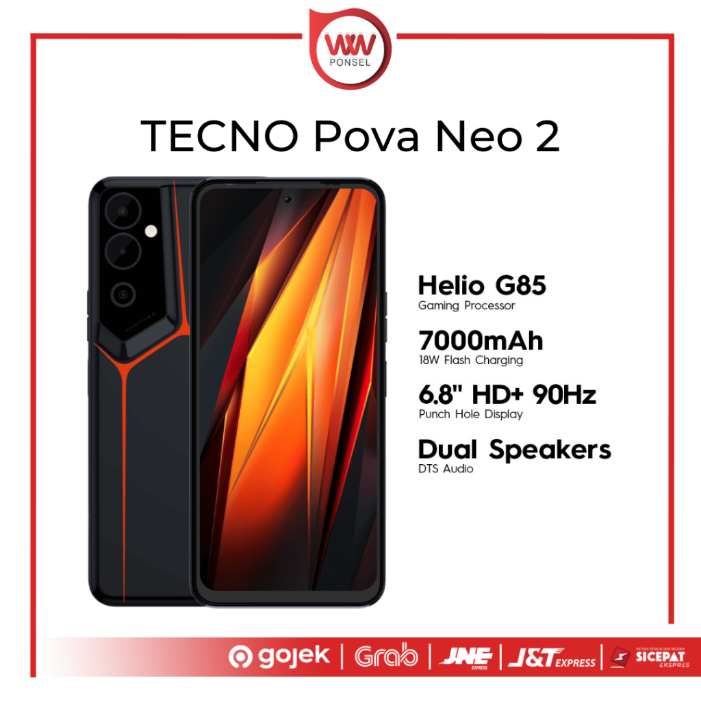 HP Tecno Pova Neo 2 Ram 4GB Internal 128GB [Helio G85, 6.82" HD+ 90Hz, NFC, 7000mAh 18W, Android 12]