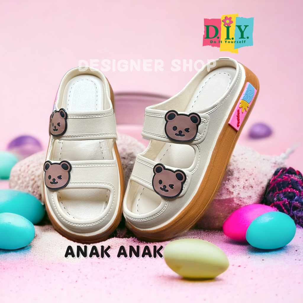 Sandal Viral DIY Anak Anak Ban Dua Motif Bear 2023