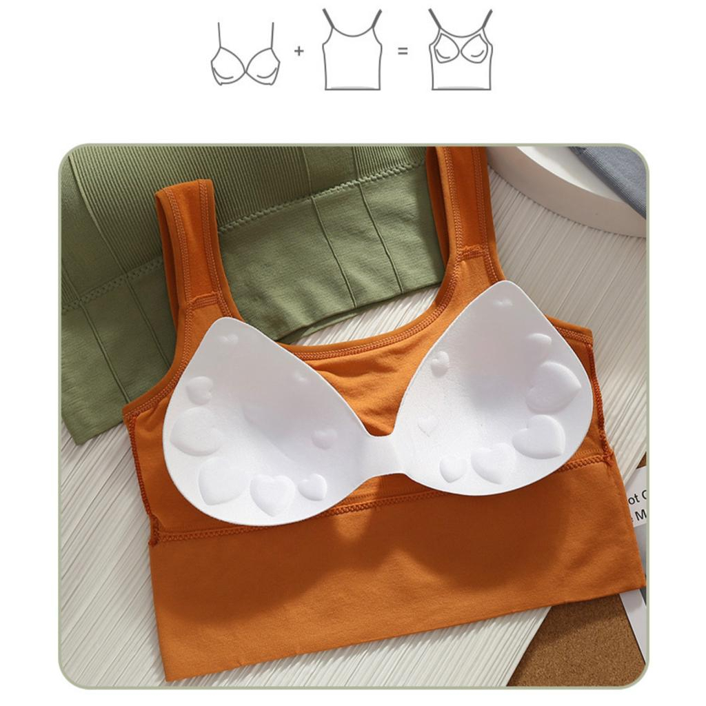 &quot; La Belle &quot;  Tanktop / Sport Bra / Crop Top Dengan Cup Bra Double Furing / Kemben Bra Tanpa Kawat Wanita / Tanktop korea