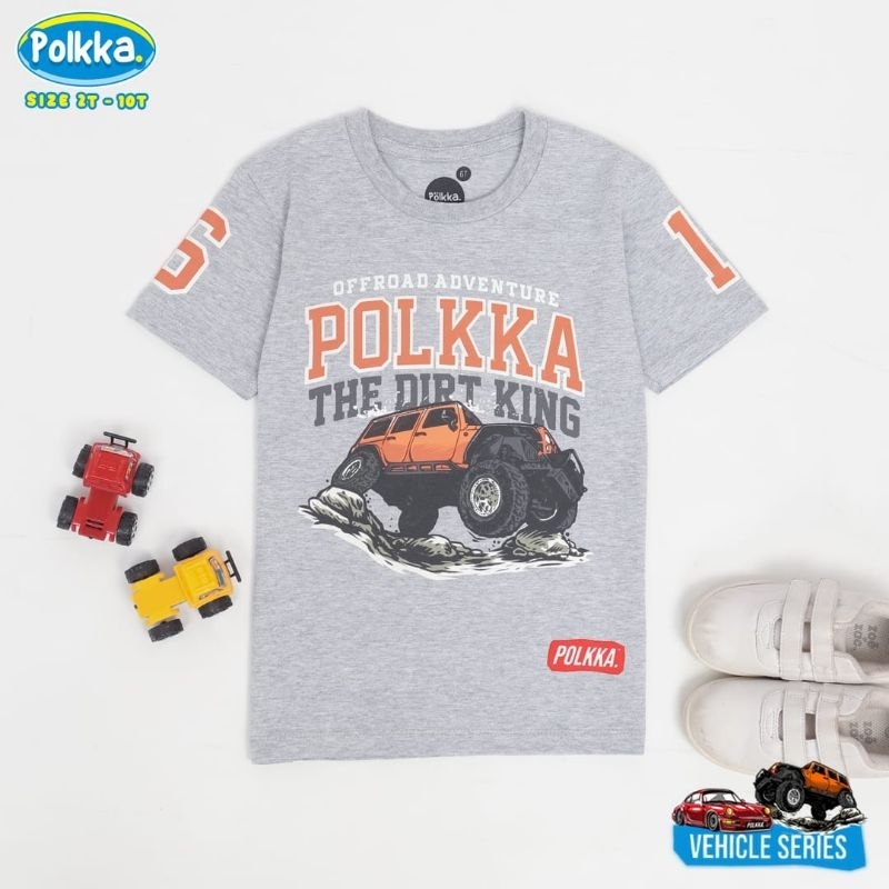 KHUSUS GROSIR 2-10T Kaos Anak Original POLKKA seri Kendaraan Kaos Anak PREMIUM