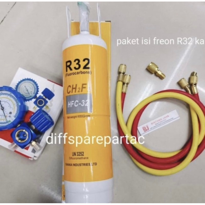 Paket isi AC rumah R32 lengkap R32 + manifold + selang + adaptor