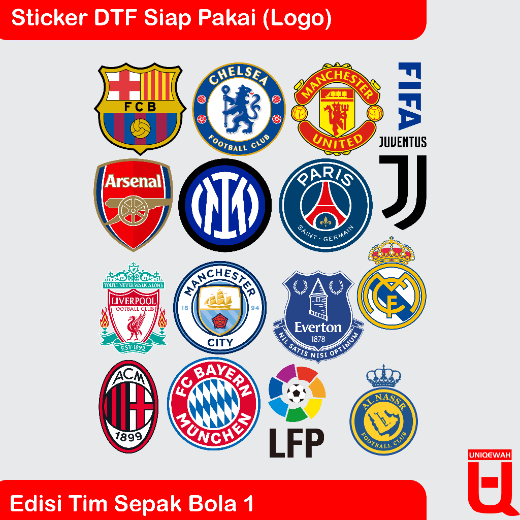 Stiker Sablon Setrika DIY DTF Edisi Tim Sepak Bola