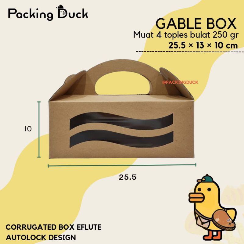 

(MIN ORDER 10 PCS) GABLE BOX 25.5x13x10 / BOX ISI 4 TOPLES 250gr / BOX TOPLES LEBARAN NATAL / BOX HAMPERS SOUVENIR