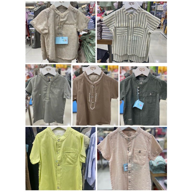 New Kemeja/Baju koko pendek anak laki-laki QNA (1-4th)