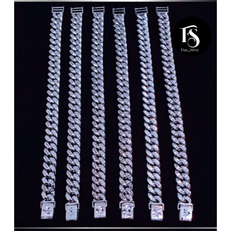 Gelang Perak Asli Motif Sisik Naga Lapis Emas Putih 925 _ Murah