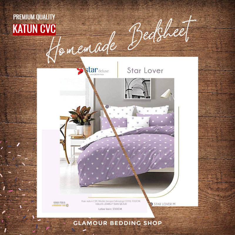 Sprei KING 200x180 Kain Katun CVC Katun Lokal Homemade Sprei Motif By STAR Deluxe