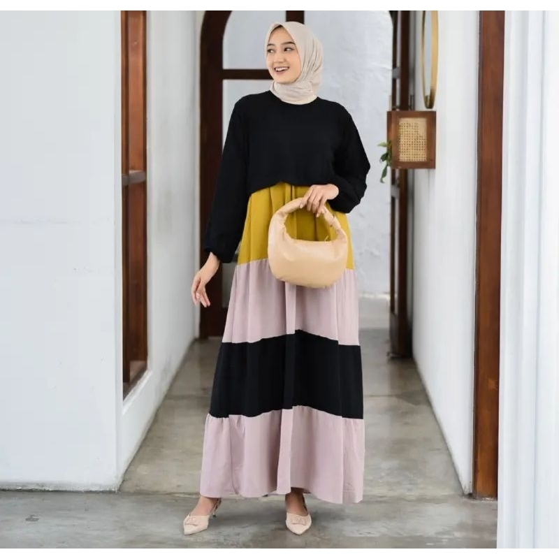 Gamis Dinda Hauw Crinkle Premium recommended gamis lebaran 2023