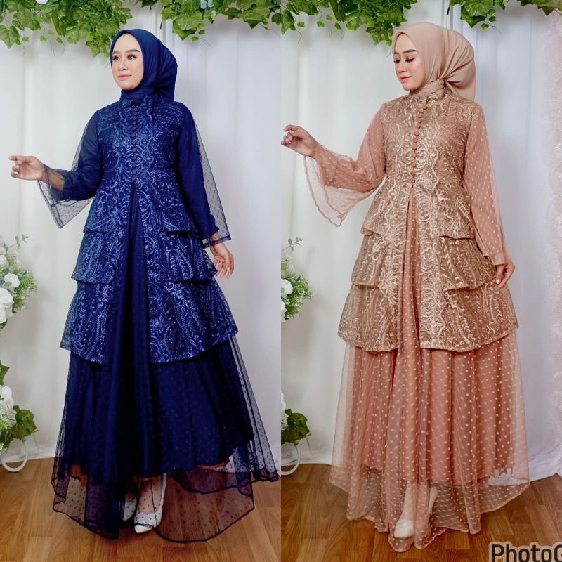 GAMIS ELAF GOWN INNER+OUTER // BAHAN TILLE BORDIR EXCLUSIVE KOMBINASI TILLE DOTTY // DALAMAN FULL FURING SATIN VELVET // SERAGAMAN KELUARGA // BAJU PESTA BRUKAT // BAJU LEBARAN // KEBAYA WISUDA LAMARAN // BAJU WISUDA // KEBAYA ORIGINAL // By PELANGI JAYA