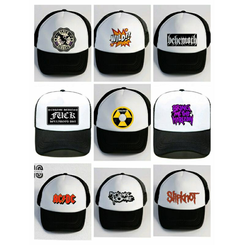 Topi Band musik Bringme the Horizon Chrome ACDC Behemot THARASHER My chemical Romance MCR Slipknot black sabbat Wild