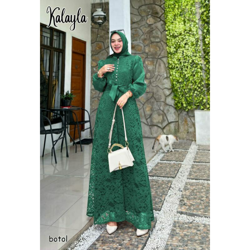 Kalayla Maxy, GAMIS LEBARAN CANTIK MODIS FIT XXL LD 110 BAHAN BROCADE CORNELLY IMPORT MIX ORGANZA DOVE FULL FURING KANCING BUSUI TERMURAH TERLARIS OOTD