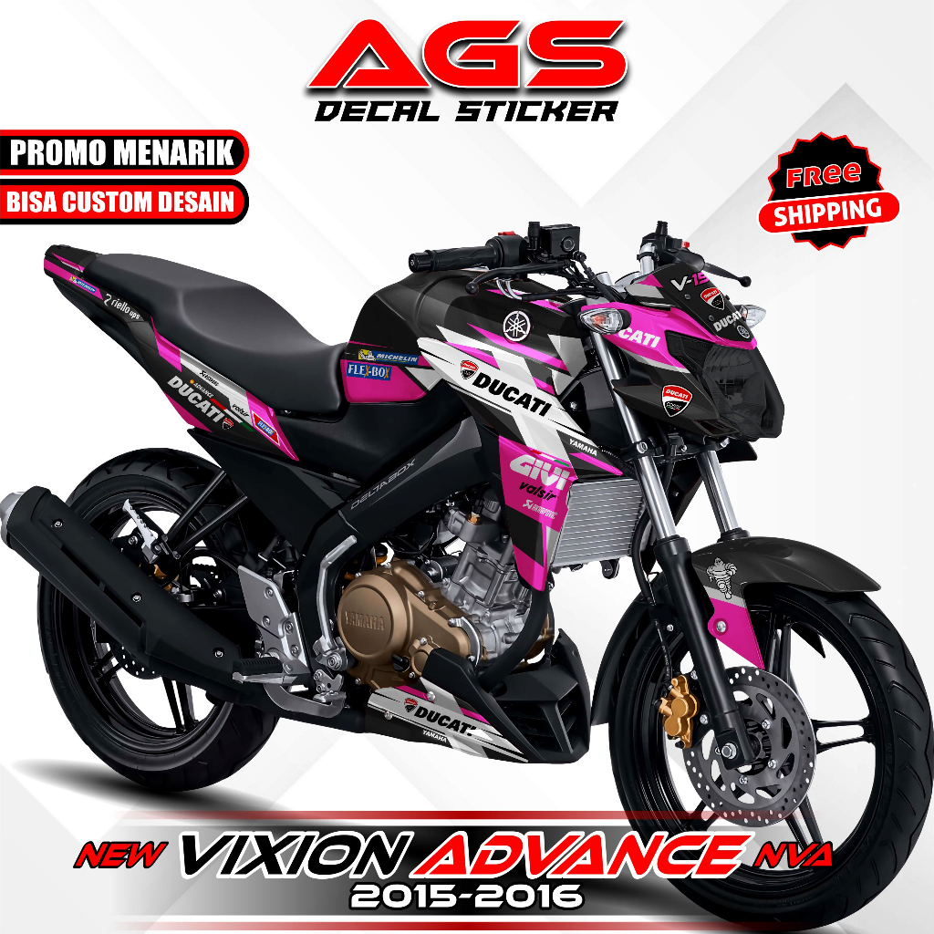 Decal Vixion Advance Stiker Decal Fullbody Yamaha Vixion Advance 150r Motif Silver Ducati