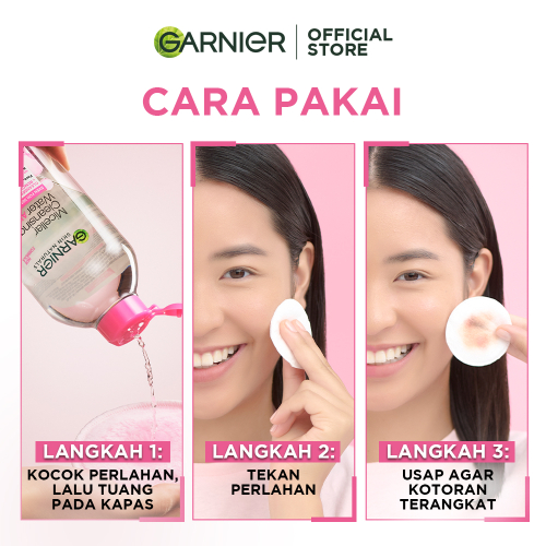 (PAKET HEMAT ISI 3) Garnier Micellar Water Pink - 400 ml - Skincare Pembersih Wajah Kulit Sensitif