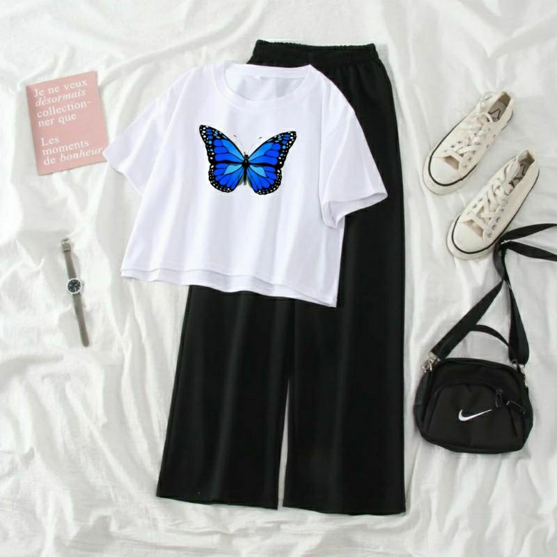 Setelan Anak Remaja Baju Celana Kulot - Butterfly
