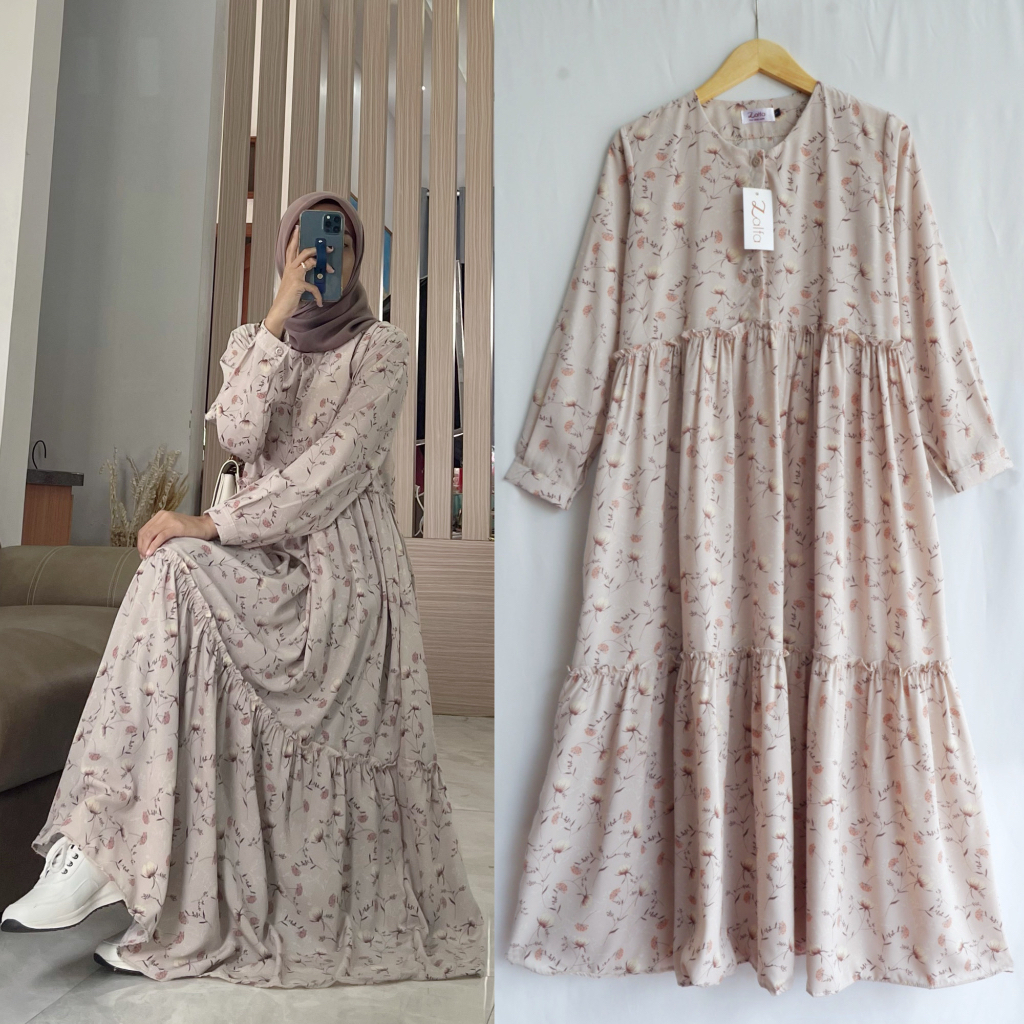 RAFELA SHANTEL dress by ZALFA OUTFIT/ dress motif bunga