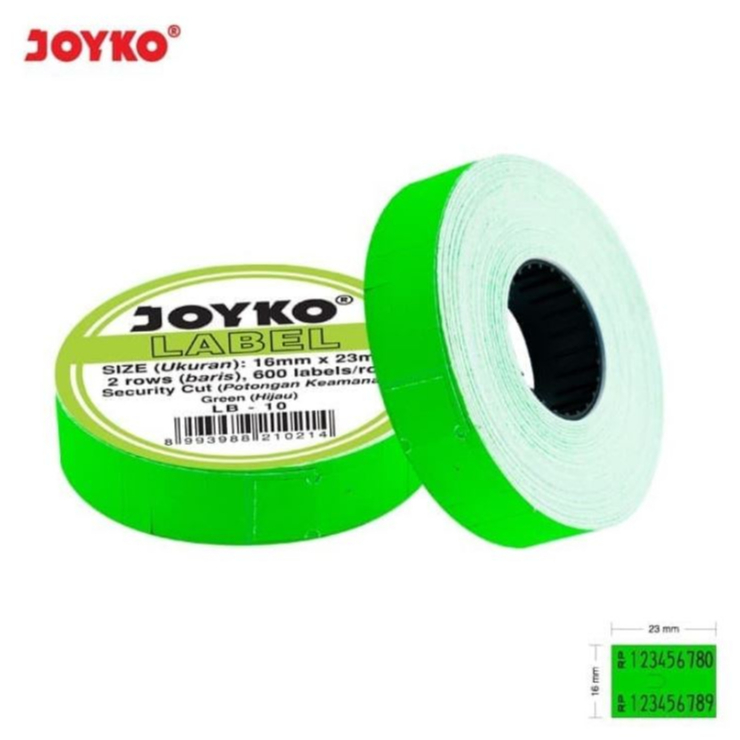 

Kertas Label Harga Price Label Roll Joyko 2 Baris Warna Hijau LB 10
