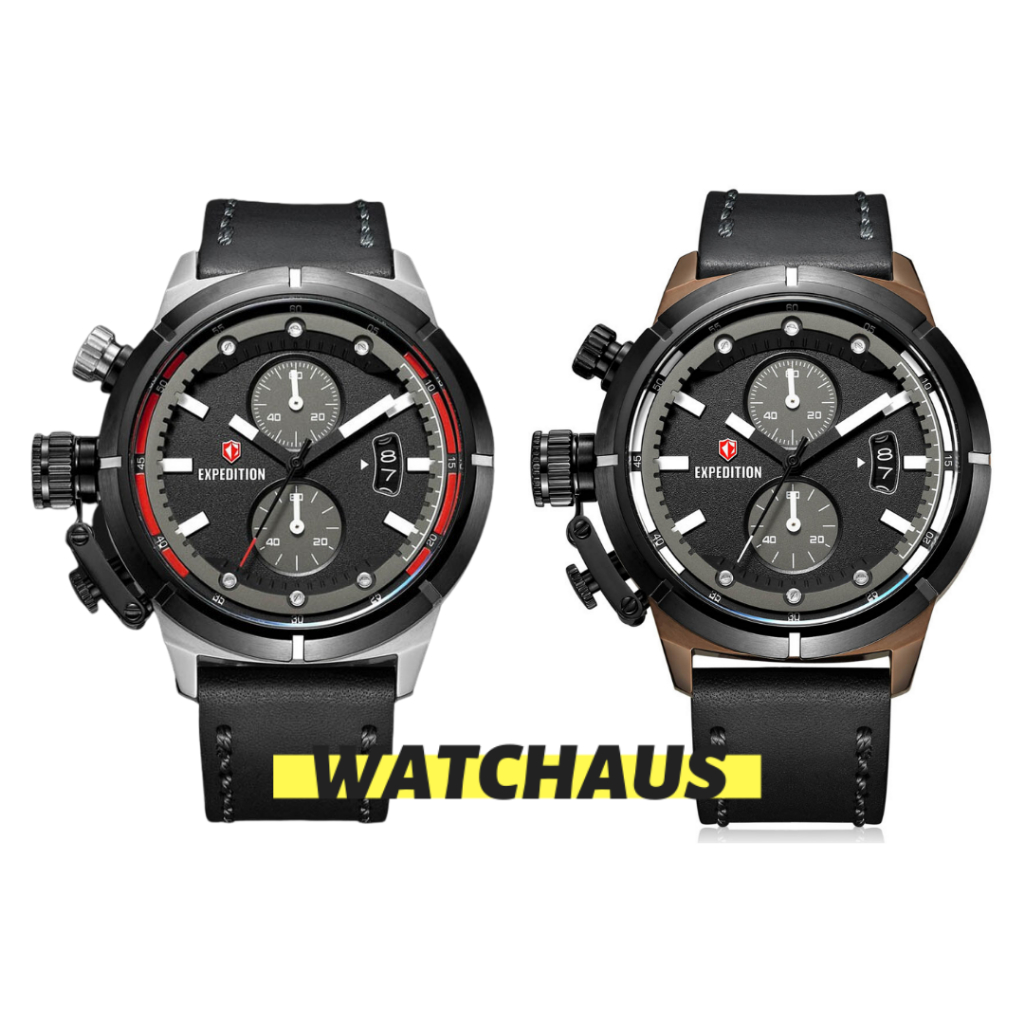 JAM TANGAN PRIA EXPEDITION E6765 E 6765 MCL CHRONOGRAPH LEATHER STRAP