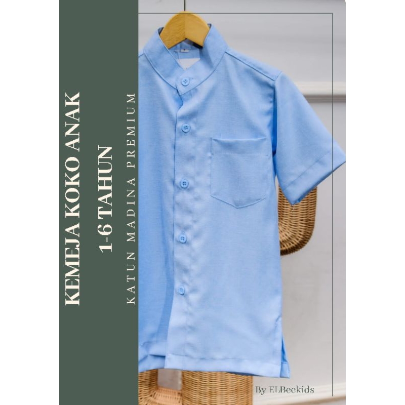 KEMEJA KOKO ANAK 1-6 TAHUN FULL KANCING BAHAN KAIN KATUN MADINA PREMIUM