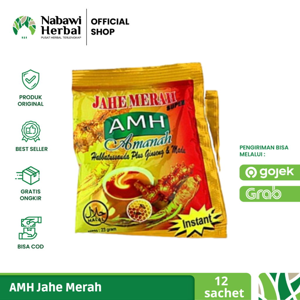 

Jahe Merah Super Amanah AMH Kemasan Kuning Perenceng Isi 10 Sachet