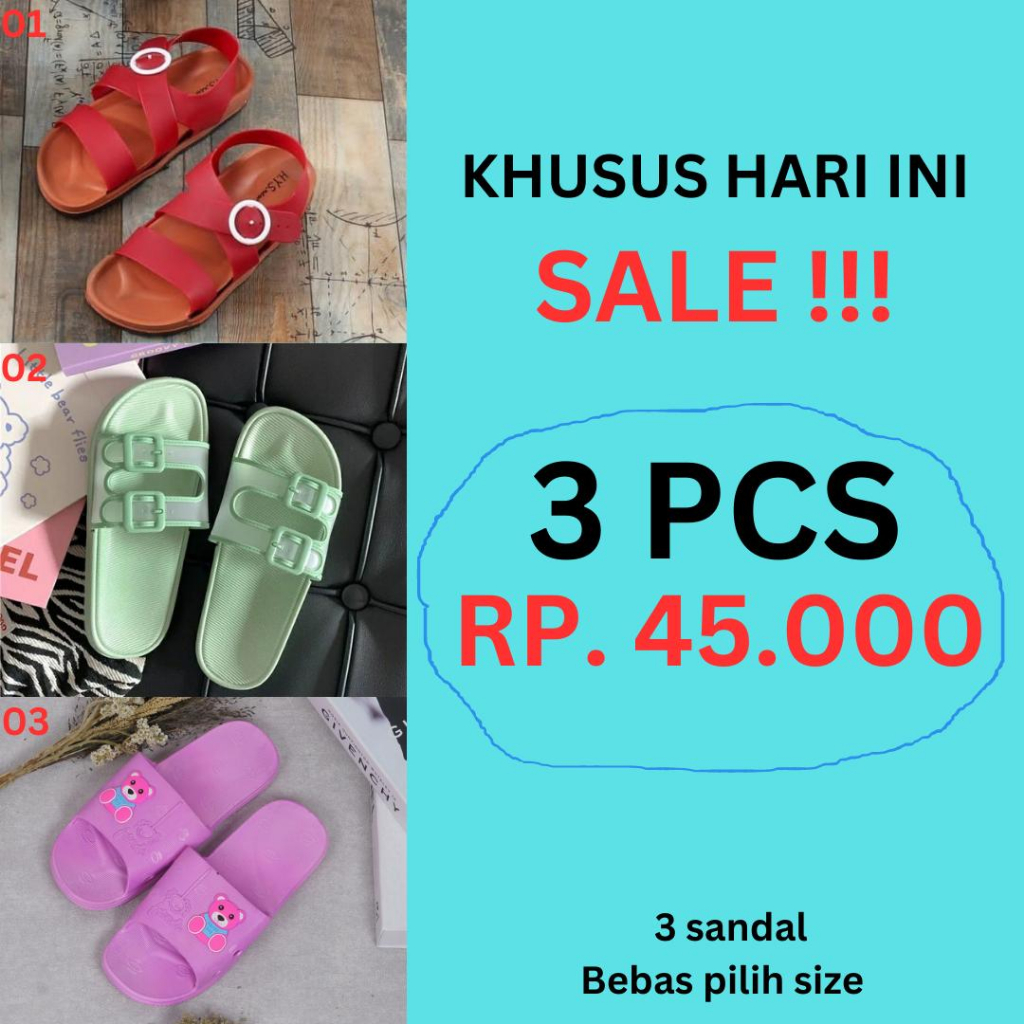 SPECIAL RAMADHAN 3 SANDAL SLOP WANITA 45RB