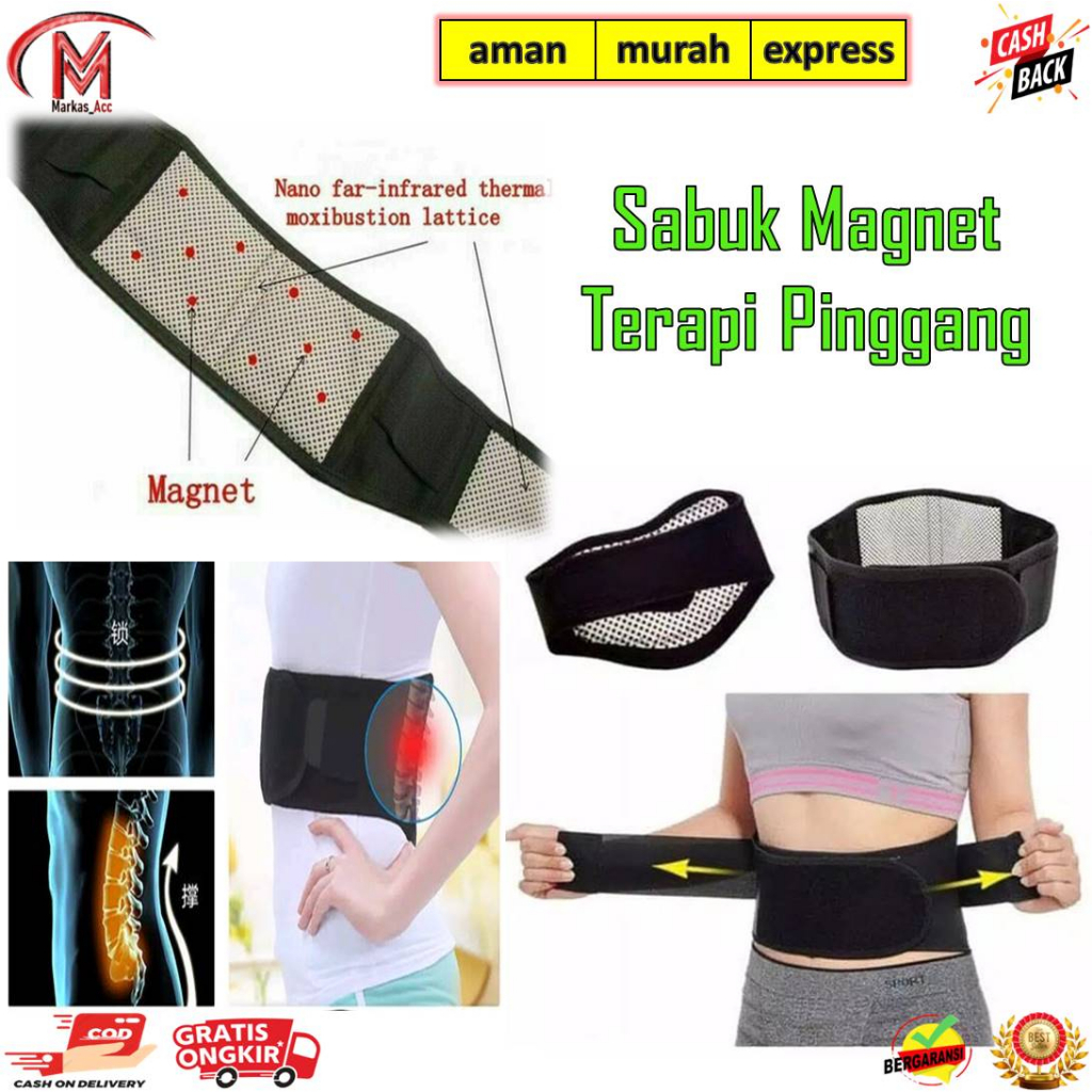 Sabuk Terapi Pinggang Tourmaline Pemanas / Alat Terapi Saraf Pinggang Kejepit