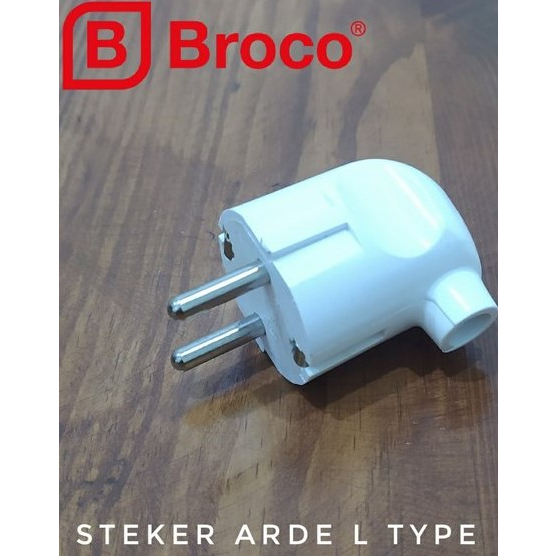 Steker L Arde Broco Putih (13312) Colokan Bengkok 2P White 1331255 Original