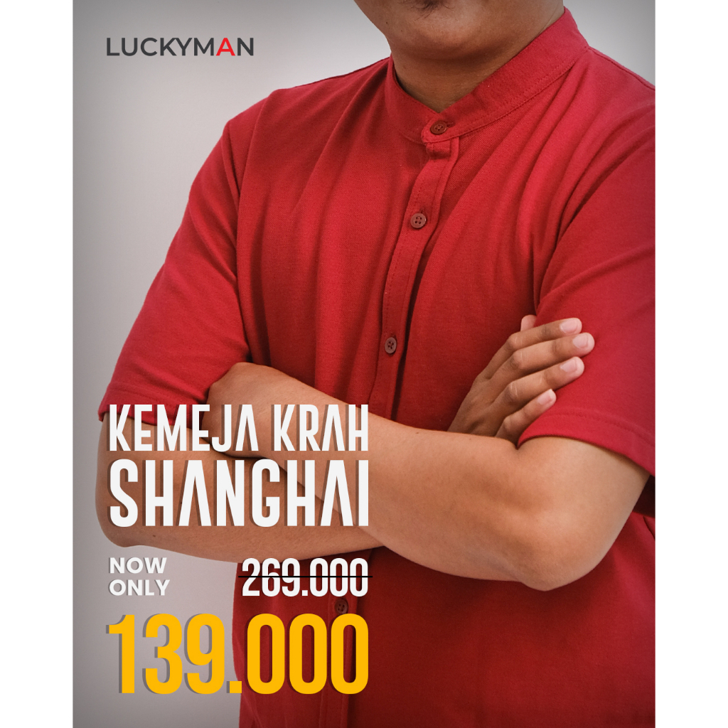 KEMEJA PRIA CASUAL KERAH SANGHAI BY LUCKYMAN