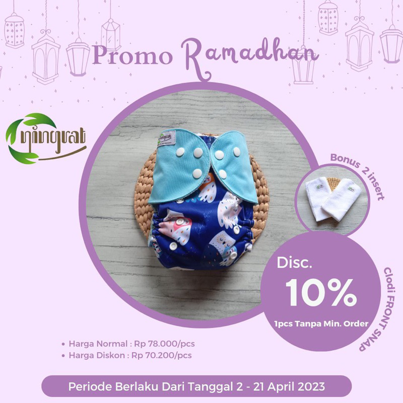 Clodi Ningrat Front Snap 3-15 kg Popok Kain Popok Cuci Ulang Popok Bayi insert terpisah