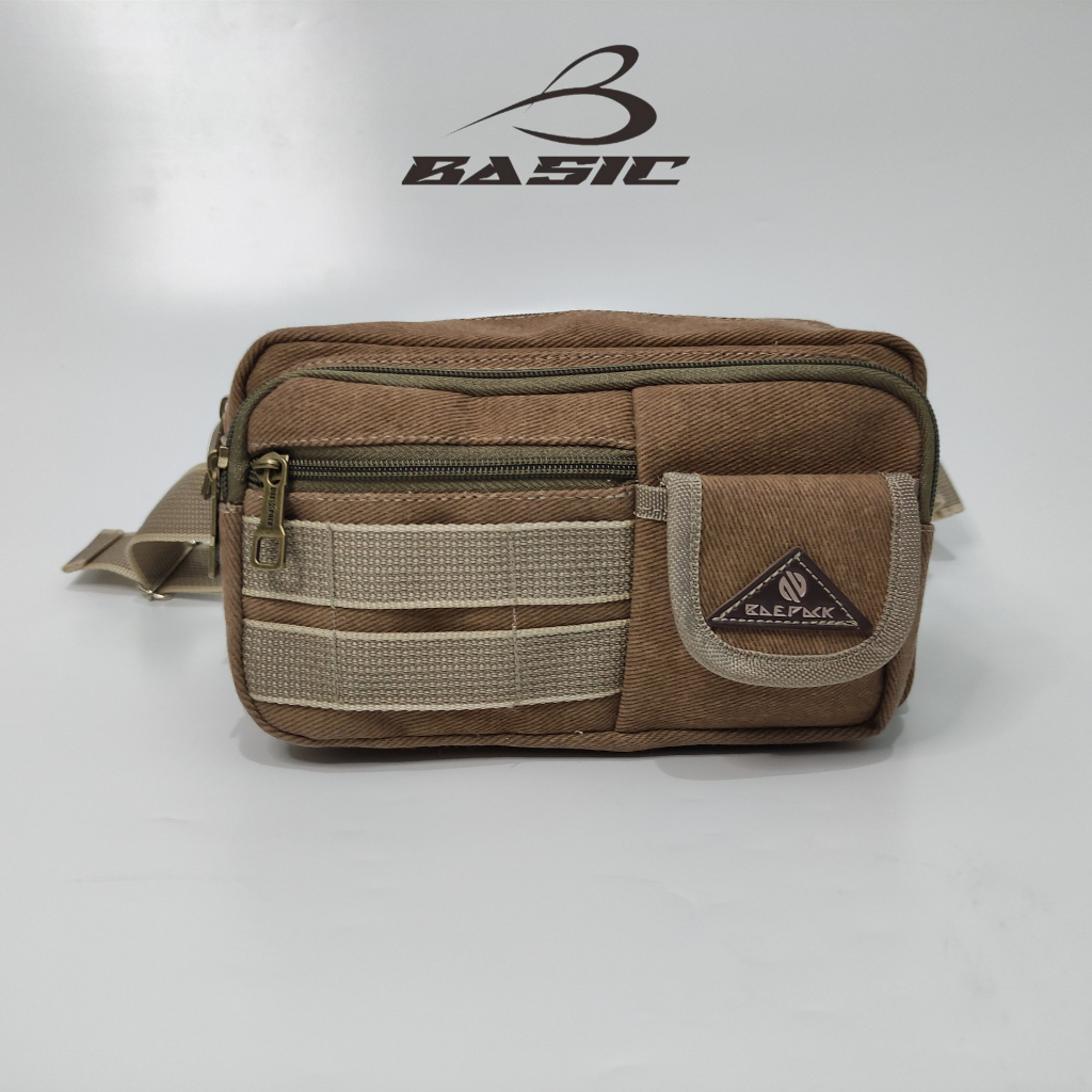 Baepack Tas Pinggang Waistbag Pria Cleo Coklat Muda Original Baepack / Tas Pinggang Waistbag Cowok W