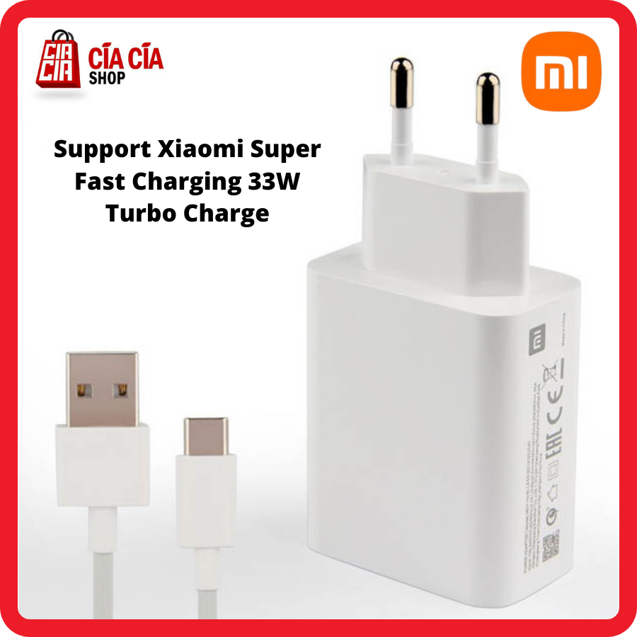 Charger Xiaomi 33W Turbo Charge 33 Watt Type C Xiaomi Redmi Note 9 10 Pro Poco F2 F3 Pro Mi10 Mi11