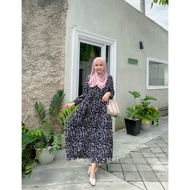 MICHA DRESS by Akaza / dress wanita muslim motif bunga
