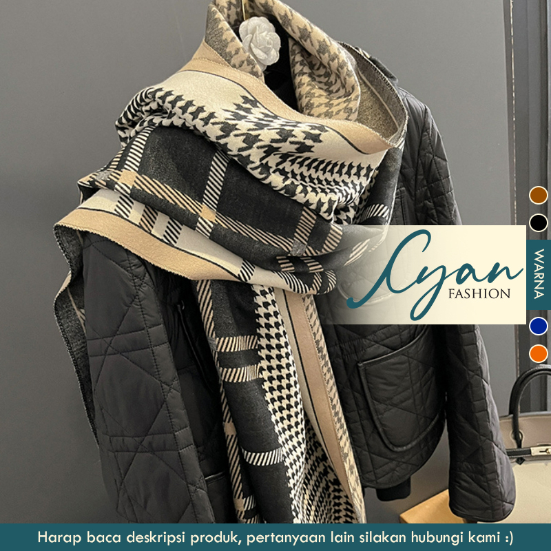 Syal &quot;Mevi&quot; 65 x 185 Motif Polos Anggun, mewah Bahan High Grade Cashmere Immitation