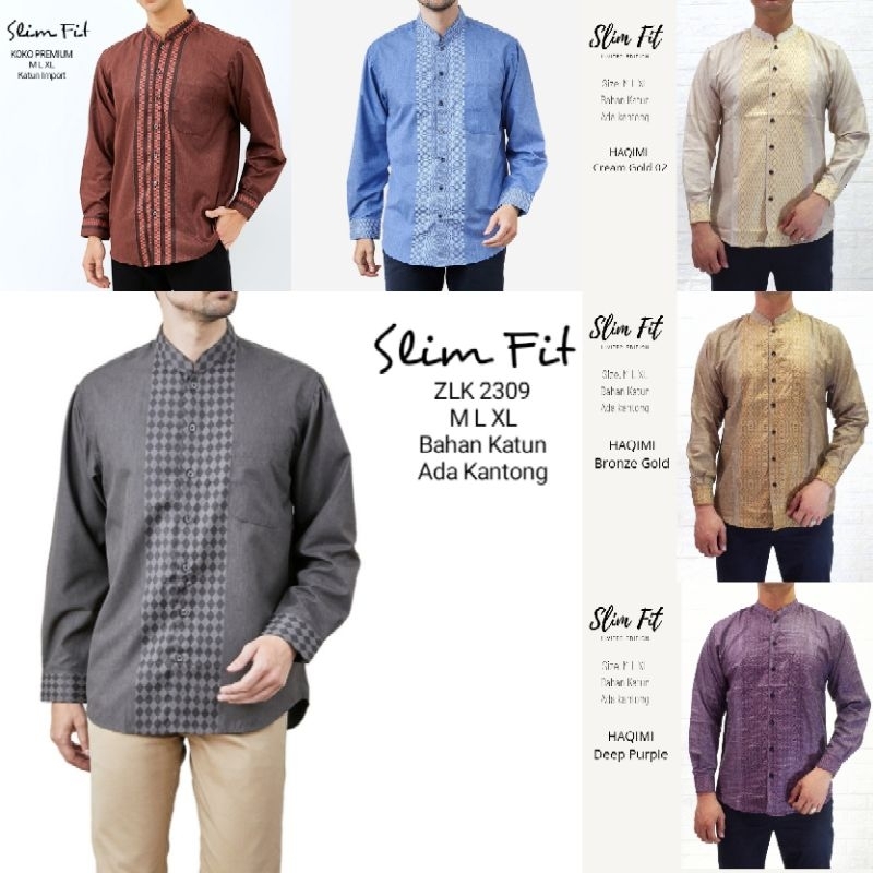 Baju Koko Pria Hijau Sage / Green mint  Lengan Panjang Premium Slimfit