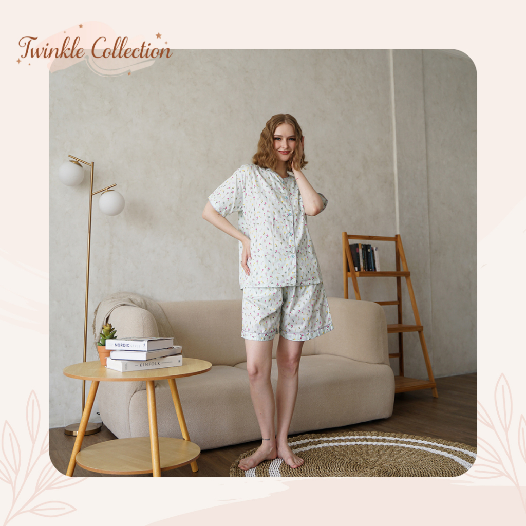 GRETE NIGHT WEAR Set Piyama Non Krah Katun Jepang K-556