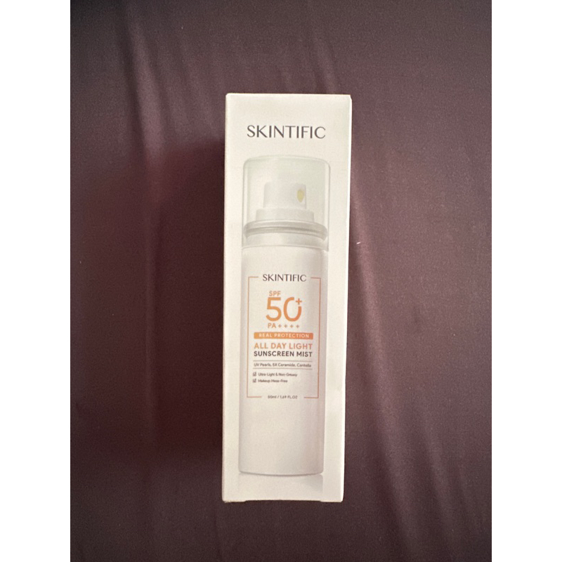 SKINTIFIC All Day Light Sunscreen Mist SPF50 PA++++ Sunscreen Spray Anti UV Wajah/Body Spray 50ml