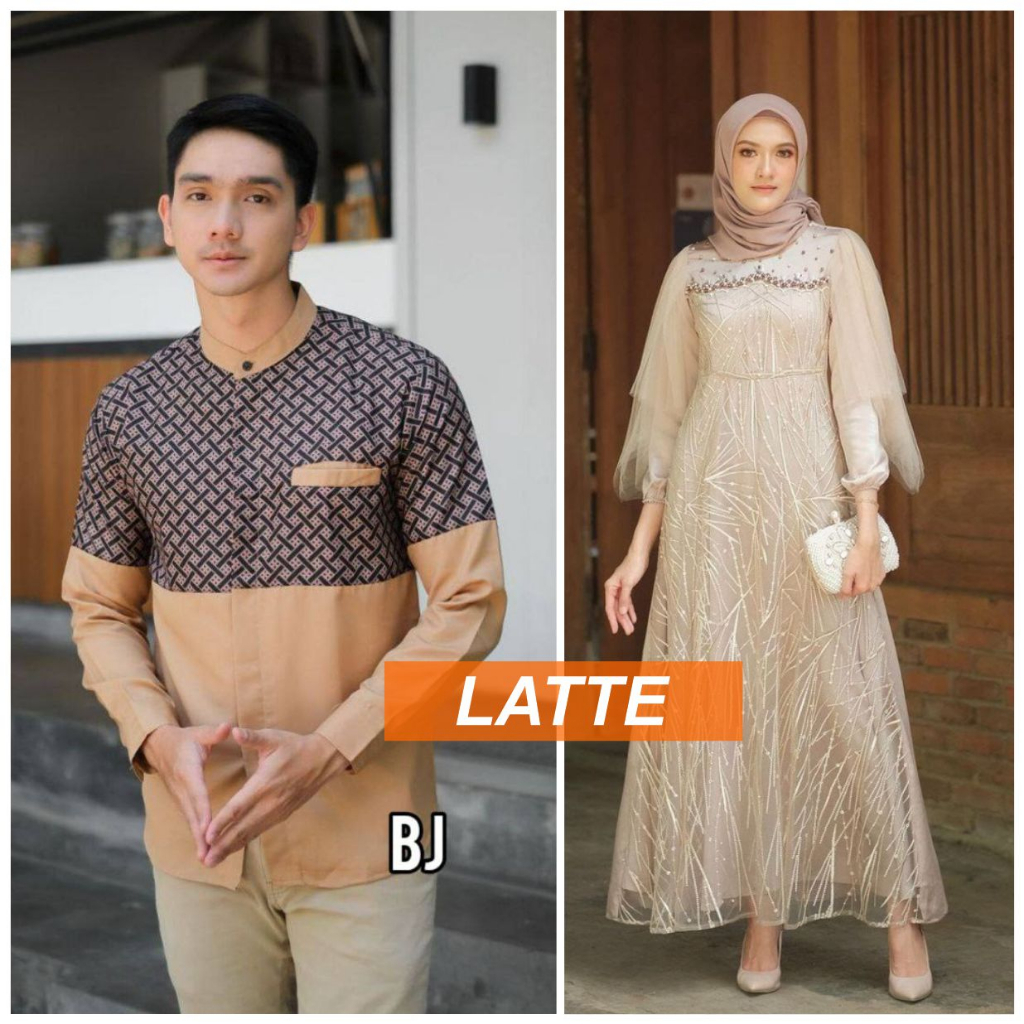 Baju Couple Pasangan Busana Muslim Muslimah Gamis Couple Koko Kurta Lebaran 2023