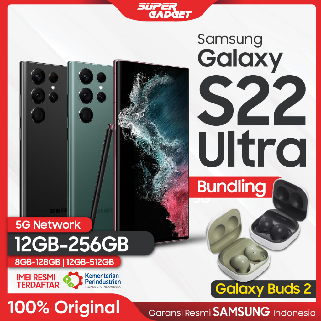 Samsung Galaxy S22 Ultra 5G 8/12GB 128/256/512 RAM 8 12 GB ROM 128 256 512 GB Handphone HP Resmi Original SEIN Smartphone