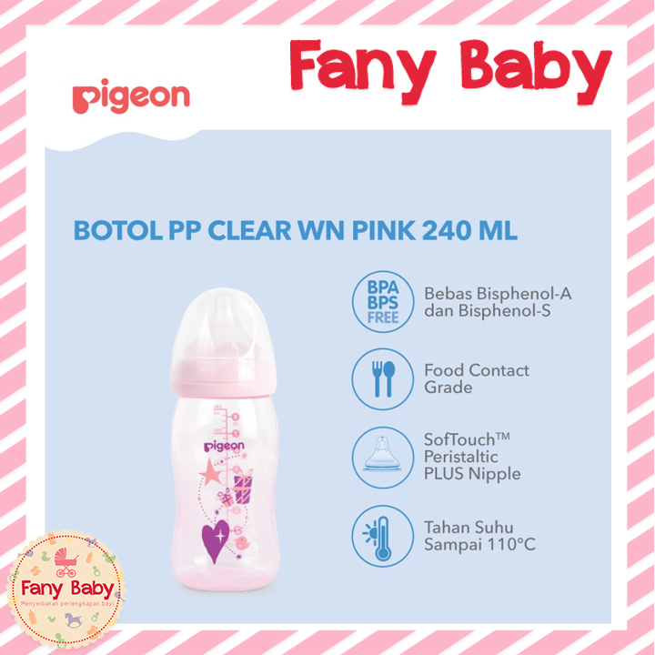 PIGEON BOTTLE PP CLEAR WIDE NECK 240ML