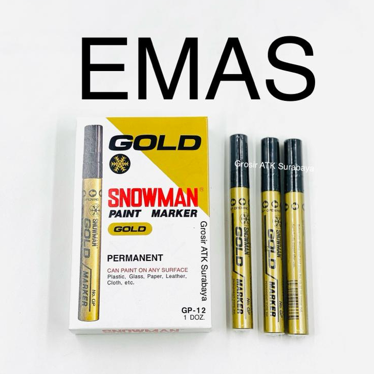 

Spidol Snowman Paint Marker Permanen Besar Sedang EMAS GOLD GP 12